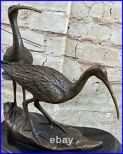 Bronze Heron Crane Bird Metal Garden Patio Yard Standing Art Sculpture Figure