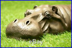 Bronze Sculpture Hippo Ornament Metal Animal Yard Art Resin Garden Sculpture