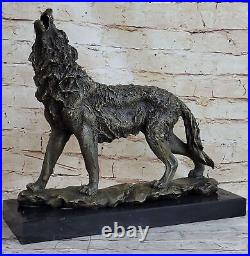 Bronze Statue WOLF Whining Mascot Animal Garden sculpture Yard Art. Large Deal