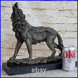 Bronze Statue WOLF Whining Mascot Animal Garden sculpture Yard Art. Large Deal