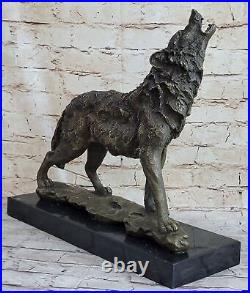 Bronze Statue WOLF Whining Mascot Animal Garden sculpture Yard Art. Large Deal