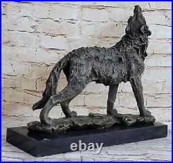 Bronze Statue WOLF Whining Mascot Animal Garden sculpture Yard Art. Large Deal