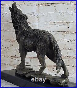 Bronze Statue WOLF Whining Mascot Animal Garden sculpture Yard Art. Large Deal