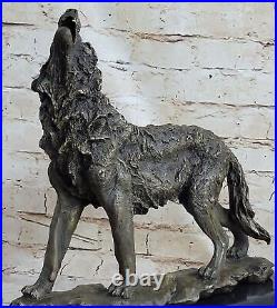 Bronze Statue WOLF Whining Mascot Animal Garden sculpture Yard Art. Large Deal