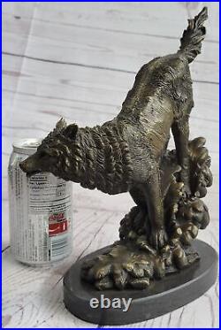 Bronze Statue WOLF Whining Mascot Animal Garden sculpture Yard Art Large Figure