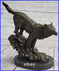 Bronze Statue WOLF Whining Mascot Animal Garden sculpture Yard Art Large Figure