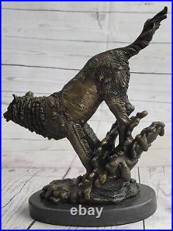 Bronze Statue WOLF Whining Mascot Animal Garden sculpture Yard Art Large Figure