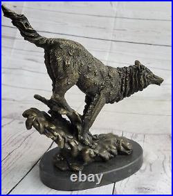 Bronze Statue WOLF Whining Mascot Animal Garden sculpture Yard Art Large Figure