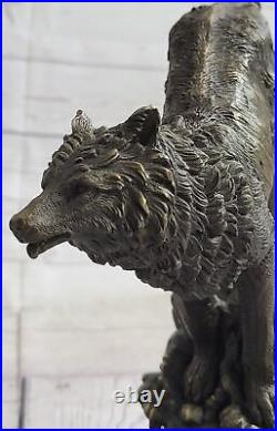 Bronze Statue WOLF Whining Mascot Animal Garden sculpture Yard Art Large Figure