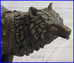 Bronze Statue WOLF Whining Mascot Animal Garden sculpture Yard Art Large Figure