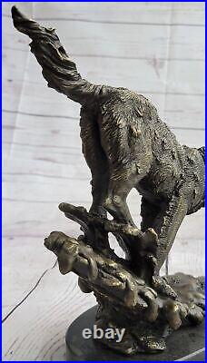 Bronze Statue WOLF Whining Mascot Animal Garden sculpture Yard Art Large Figure