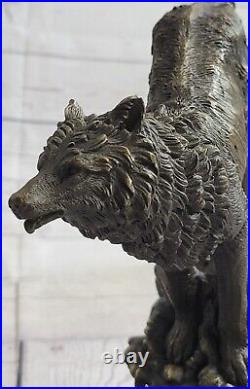 Bronze Statue WOLF Whining Mascot Animal Garden sculpture Yard Art Large Sale