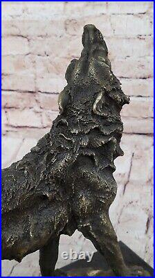 Bronze Statue WOLF Whining Mascot Animal Garden sculpture Yard Art. Large Size