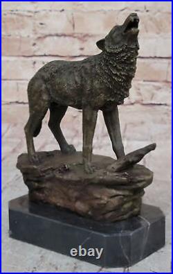 Bronze Statue WOLF Whining Mascot Garden sculpture Yard Gift Deco Hand Made Gift