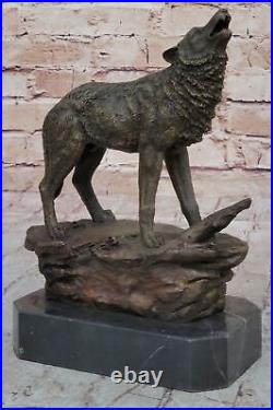 Bronze Statue WOLF Whining Mascot Garden sculpture Yard Gift Deco Hand Made Gift