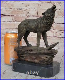 Bronze Statue WOLF Whining Mascot Garden sculpture Yard Gift Deco Hand Made Gift