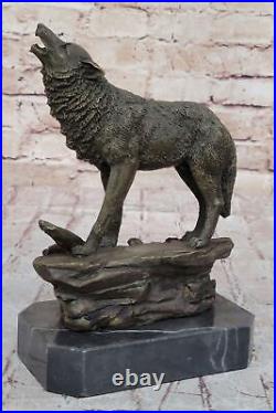 Bronze Statue WOLF Whining Mascot Garden sculpture Yard Gift Deco Hand Made Gift