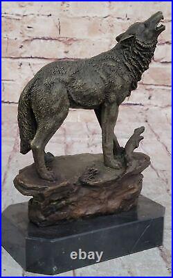 Bronze Statue WOLF Whining Mascot Garden sculpture Yard Gift Deco Hand Made Gift