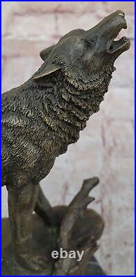 Bronze Statue WOLF Whining Mascot Garden sculpture Yard Gift Deco Hand Made Gift