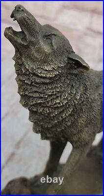 Bronze Statue WOLF Whining Mascot Garden sculpture Yard Gift Deco Hand Made Gift