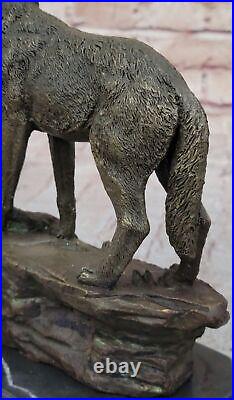 Bronze Statue WOLF Whining Mascot Garden sculpture Yard Gift Deco Hand Made Gift