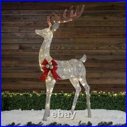 Buck Reindeer Deer Bow Yard Sculpture Christmas Decor LED 64 Light Up Holiday