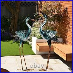 CHISHEEN Garden Crane Statues Outdoor Sculptures Metal Yard Art Heron Statues