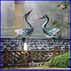 CHISHEEN Garden Crane Statues Outdoor Sculptures Metal Yard Art Heron Statues