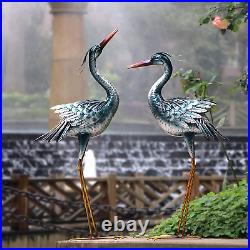 CHISHEEN Garden Crane Statues Outdoor Sculptures, Metal Yard Art Heron Statues S