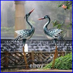 CHISHEEN Garden Crane Statues Outdoor Sculptures Metal Yard Art Heron Statues S