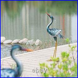 CHISHEEN Garden Crane Statues Outdoor Sculptures Metal Yard Art Heron Statues S