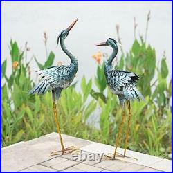 CHISHEEN Garden Crane Statues Outdoor Sculptures Metal Yard Art Heron Statues S