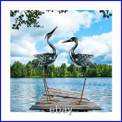 CHISHEEN Large Garden Crane Statues Outdoor Sculptures, Metal Yard Art Heron