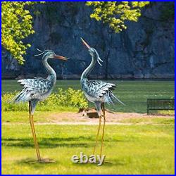 CHISHEEN Large Garden Crane Statues Outdoor Sculptures, Metal Yard Art Heron New