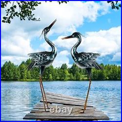 CHISHEEN Large Garden Crane Statues Outdoor Sculptures Metal Yard Art Heron S
