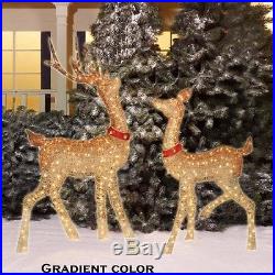 Christmas Buck Doe Sculpture Set Pre Lit Reindeer Deer Light Outdoor Yard Decor