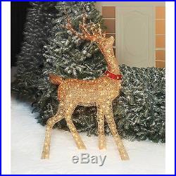 Christmas Sculpture Set Buck Doe Outdoor Yard Decoration Pre Lit Reindeer Deer