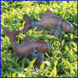 CLYB Set of 2 Koi Fish Decor Outdoor Statue Sculpture Garden Pond Fishes Yard
