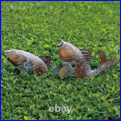 CLYB Set of 2 Koi Fish Decor Outdoor Statue Sculpture Garden Pond Fishes Yard