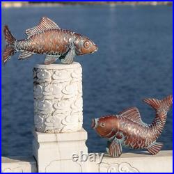 CLYB Set of 2 Koi Fish Decor Outdoor Statue Sculpture Garden Pond Fishes Yard