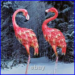 CYA-DECOR Flamingos Garden Sculptures & Statues, Bird Metal Yard Art for Backyar