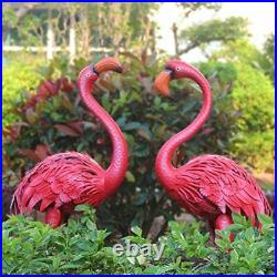 CYA-DECOR Flamingos Garden Statues and Sculptures Outdoor Metal Birds Yard Ar