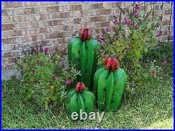 Cactus Garden Decor 3 Metal Cactus Decorations for Yard or Home, Hand Painted