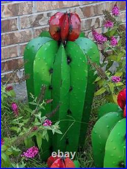 Cactus Garden Decor 3 Metal Cactus Decorations for Yard or Home, Hand Painted