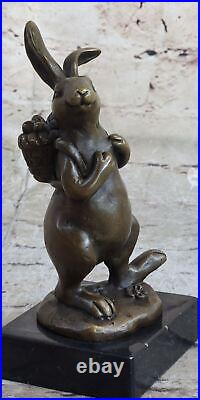 Cast Iron Bunny Rabbit Garden Statue Patio Yard Bronze Handcrafted Detailed Sale