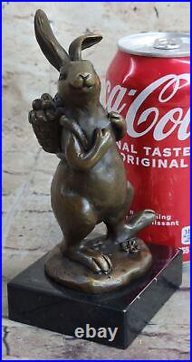 Cast Iron Bunny Rabbit Garden Statue Patio Yard Bronze Handcrafted Detailed Sale