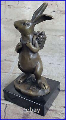 Cast Iron Bunny Rabbit Garden Statue Patio Yard Bronze Handcrafted Detailed Sale