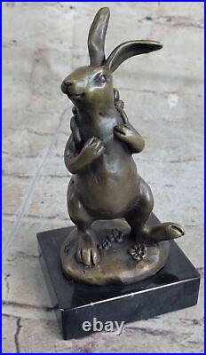 Cast Iron Bunny Rabbit Garden Statue Patio Yard Bronze Handcrafted Detailed Sale