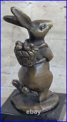 Cast Iron Bunny Rabbit Garden Statue Patio Yard Bronze Handcrafted Detailed Sale