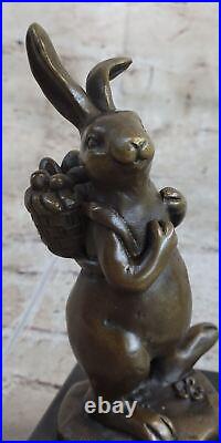 Cast Iron Bunny Rabbit Garden Statue Patio Yard Bronze Handcrafted Detailed Sale